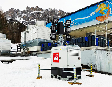 Noleggio torre faro per illuminazione piste per gara notturna